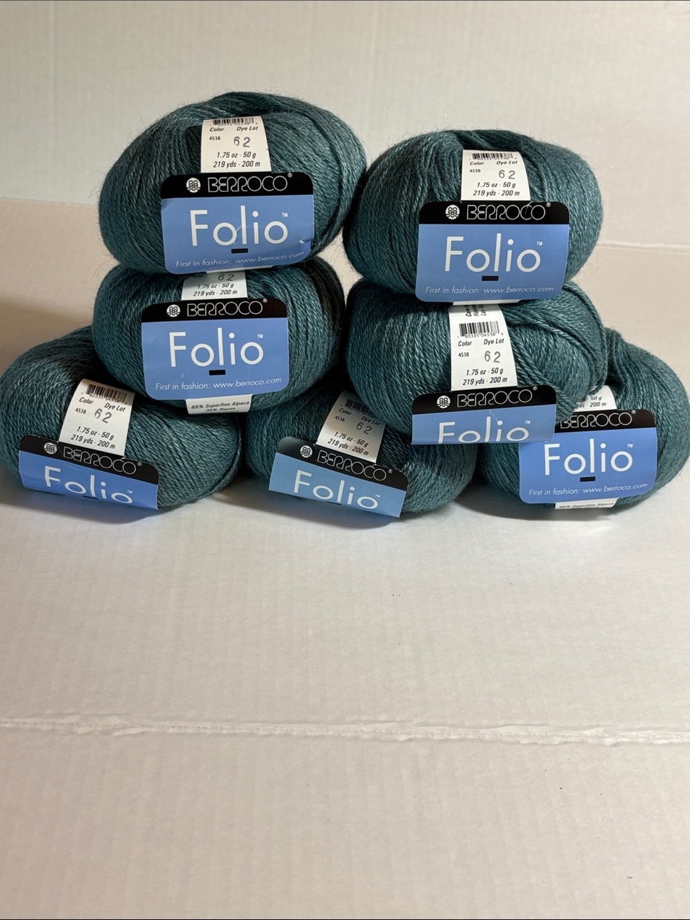 Folio Lightweight Women's Sweater Yarn - Teal set of 7